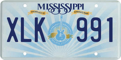 MS license plate XLK991