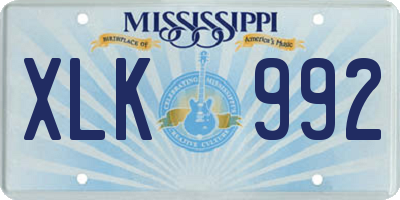 MS license plate XLK992
