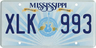 MS license plate XLK993