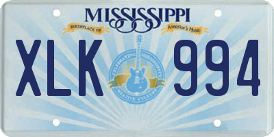 MS license plate XLK994