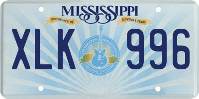 MS license plate XLK996