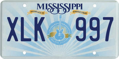 MS license plate XLK997