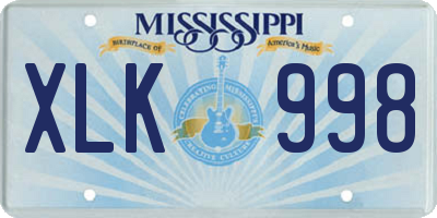 MS license plate XLK998