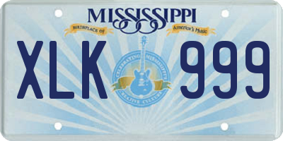 MS license plate XLK999