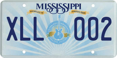 MS license plate XLL002
