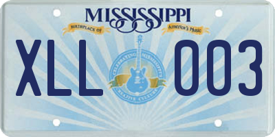 MS license plate XLL003