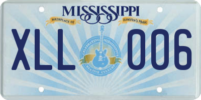 MS license plate XLL006