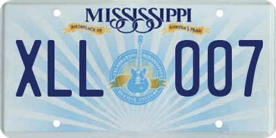 MS license plate XLL007