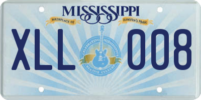 MS license plate XLL008