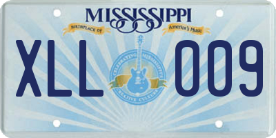 MS license plate XLL009