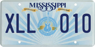 MS license plate XLL010