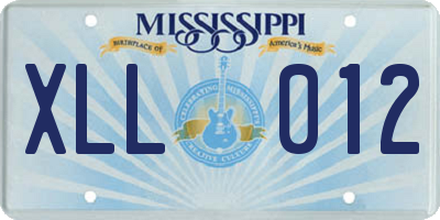 MS license plate XLL012
