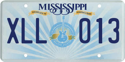 MS license plate XLL013