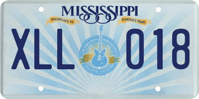 MS license plate XLL018