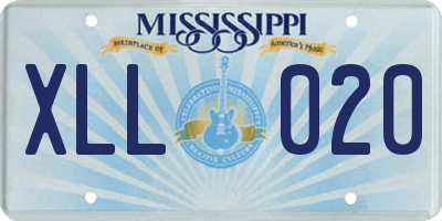 MS license plate XLL020
