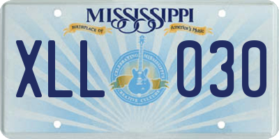MS license plate XLL030