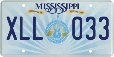 MS license plate XLL033