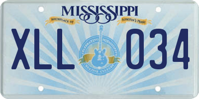 MS license plate XLL034