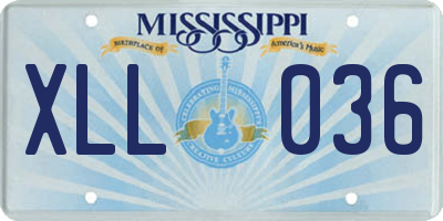 MS license plate XLL036
