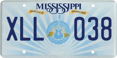 MS license plate XLL038