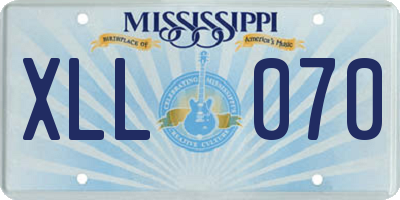 MS license plate XLL070