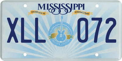 MS license plate XLL072