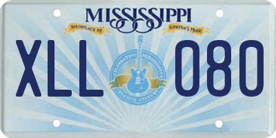 MS license plate XLL080