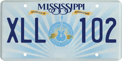 MS license plate XLL102