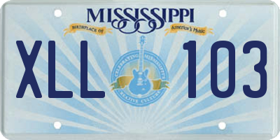 MS license plate XLL103