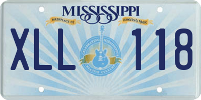 MS license plate XLL118