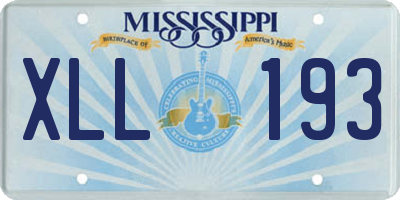 MS license plate XLL193