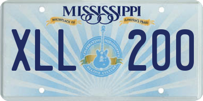 MS license plate XLL200