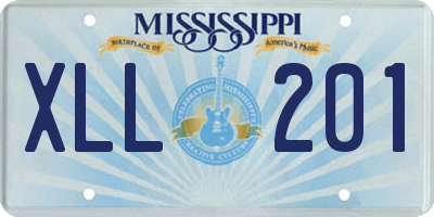 MS license plate XLL201