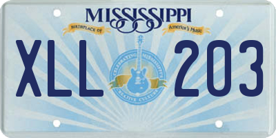 MS license plate XLL203
