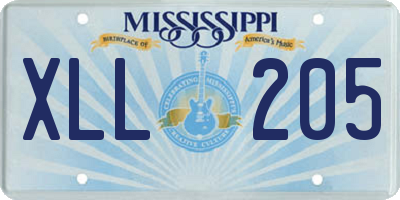 MS license plate XLL205