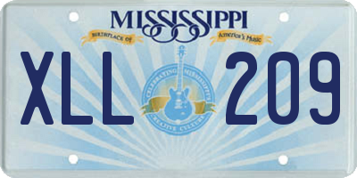 MS license plate XLL209