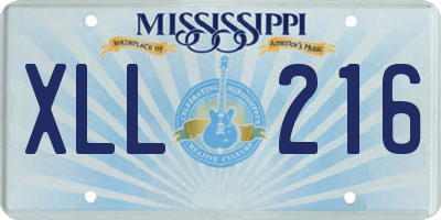 MS license plate XLL216