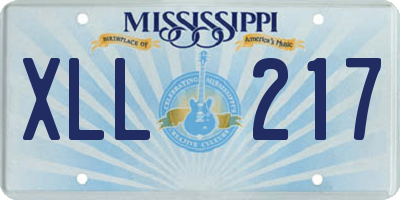 MS license plate XLL217