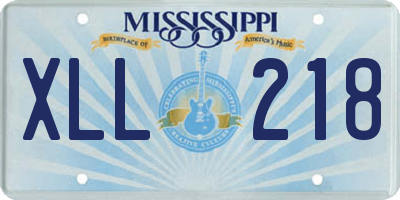 MS license plate XLL218
