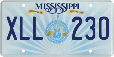 MS license plate XLL230