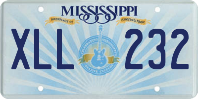 MS license plate XLL232
