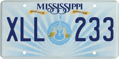 MS license plate XLL233
