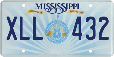 MS license plate XLL432