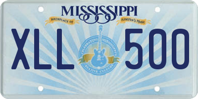 MS license plate XLL500