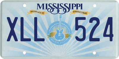 MS license plate XLL524