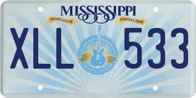 MS license plate XLL533