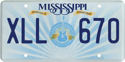 MS license plate XLL670