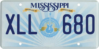 MS license plate XLL680