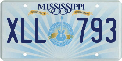 MS license plate XLL793