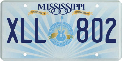 MS license plate XLL802